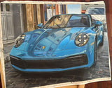 Porsche 992/911 Miami Bleu - Reflet No.2, 130x97cm