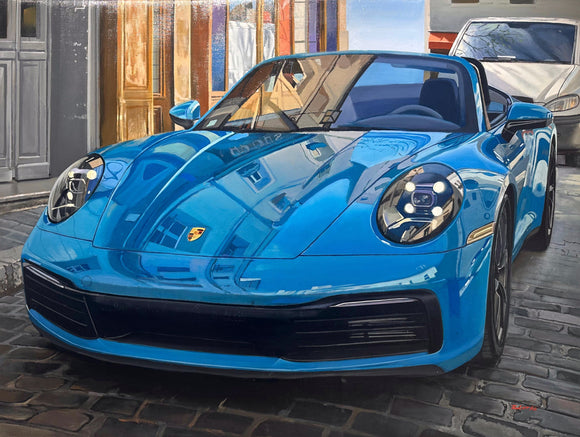 Porsche 992/911 Miami Bleu - Reflet No.2, 130x97cm